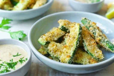 Baked Zucchini Sticks and Sweet Onion Dip