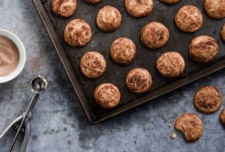 Tray of baked buttery snickerdoodles