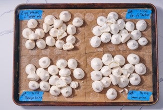 Meringues made with different stabilizers side by side