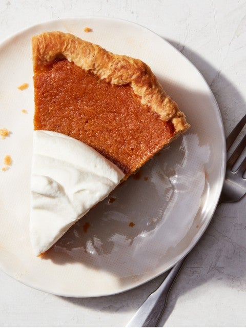 Slice of Pumpkin Pie on a plate