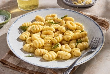 Potato Gnocchi on a plate with a fork